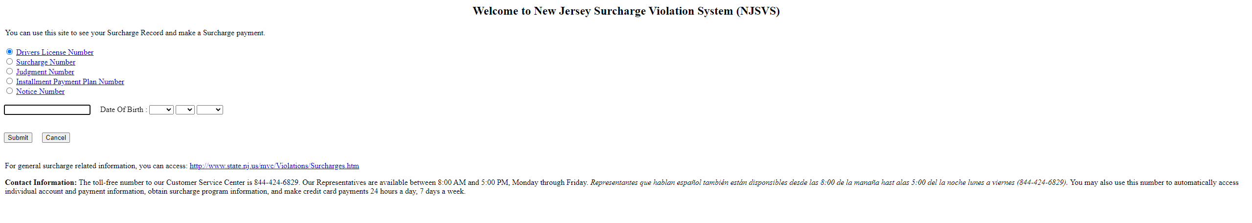 NJ Surcharge Payment Online at www.njsurcharge.com